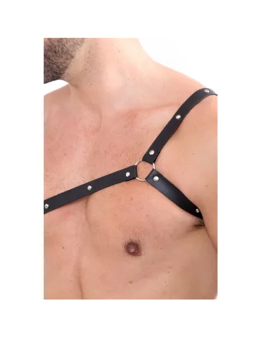 Pechera de un hombro- eco-cuero negro | Infarta fetish | Pecheras