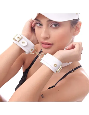 Esposas luxury con cadena blanco y herrajes dorados | Infarta fetish | Esposas