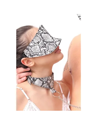 Antifaz luxury ciego reforzado snake blanco y negro | Infarta fetish | Máscaras y antifaces