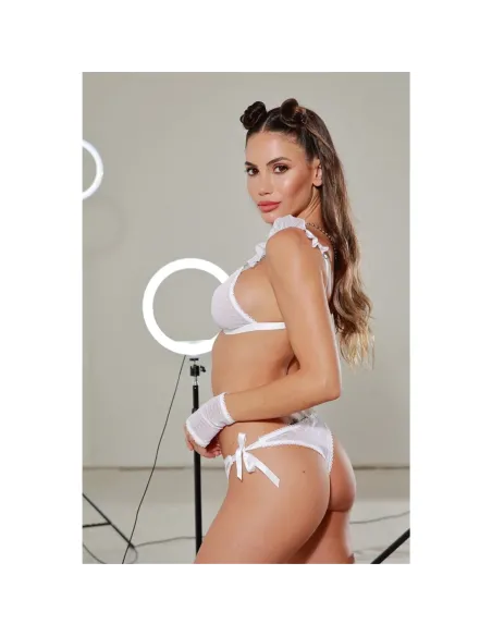 Gianna - conjunto triangulo plumeti con mitones blanco talle 90 | Mordisco | Conjuntos