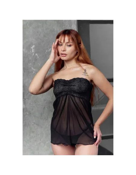 Babydoll strapless y less de puntilla rojo | Malena | Baby dolls