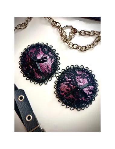 Sutiles pezoneras de raso y puntillas en rosa | Infarta fetish | Descuentos y promociones