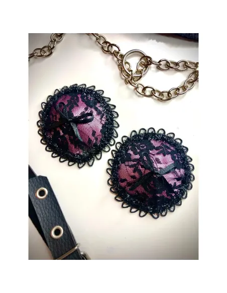 Sutiles pezoneras de raso y puntillas en rosa | Infarta fetish | Descuentos y promociones
