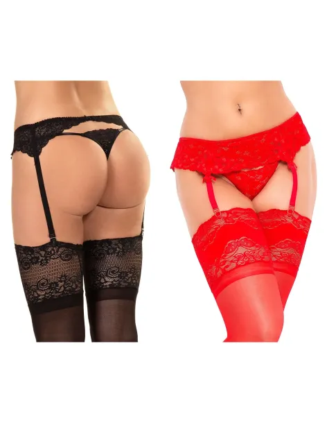 Portaligas de puntilla negro | Malena | Portaligas