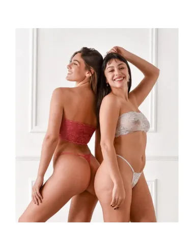 Bandeau e hilo dental de puntilla rojo | Malena | Conjuntos