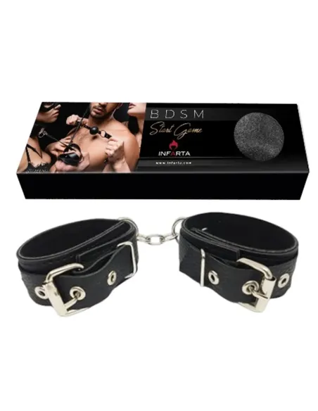 Esposas con cadena eco-cuero negro | Infarta fetish | Esposas