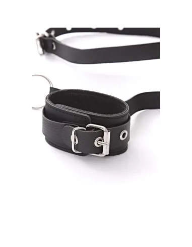 Inmovilizador con esposas de mosquetón regulable - eco-cuero negro | Infarta fetish | Inmovilizadores