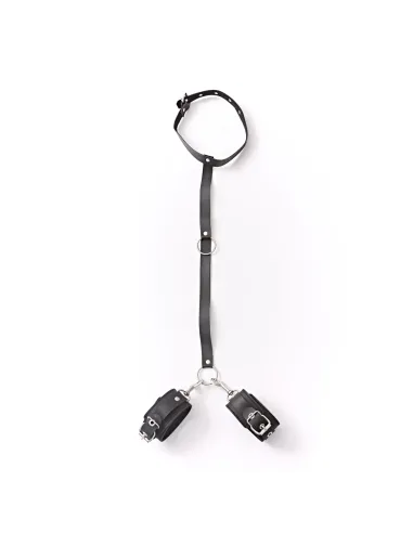 Inmovilizador con esposas de mosquetón regulable - eco-cuero negro | Infarta fetish | Inmovilizadores