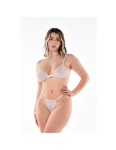 Conjunto de tul corpiño tanga blanco | Malena | Conjuntos