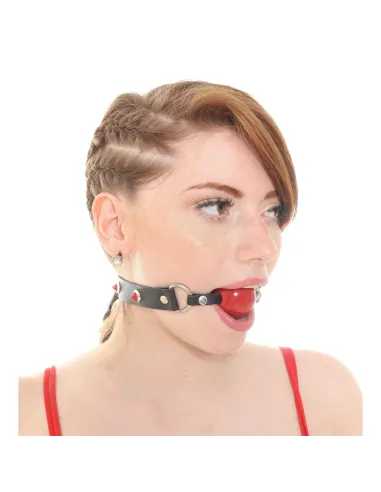 Mordaza bola roja eco cuero y tachas rojas | Infarta fetish | Mordazas
