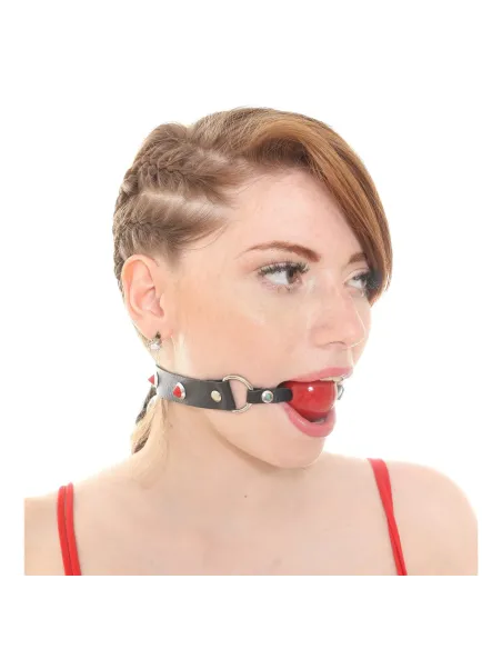 Mordaza bola roja eco cuero y tachas rojas | Infarta fetish | Mordazas