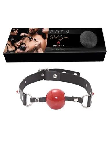 Mordaza bola roja eco cuero y tachas rojas | Infarta fetish | Mordazas