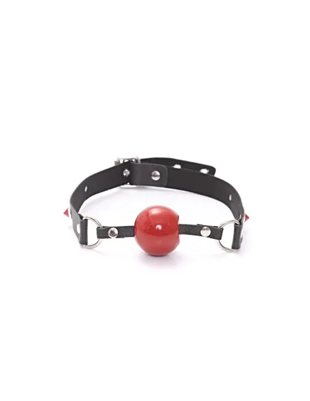 Mordaza bola roja eco cuero y tachas rojas | Infarta fetish | Mordazas