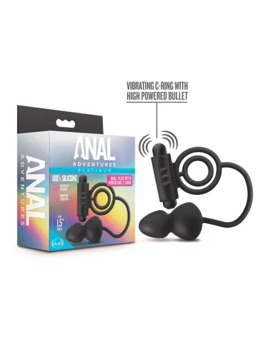 Performance - penetrator anal plug with vibrating cock rings - indigo | Blush | Dobles