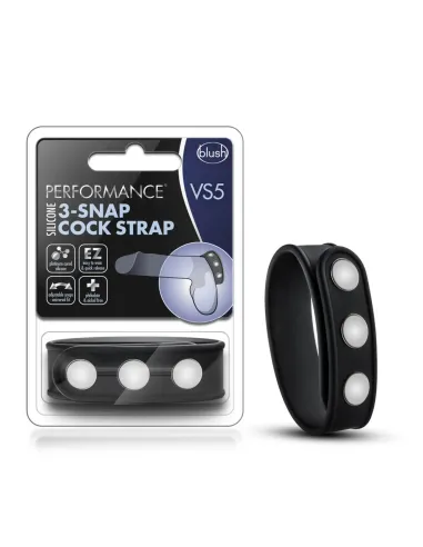 Performance - vs5 - silicone 3-snap cock strap - black | Blush | Anillos