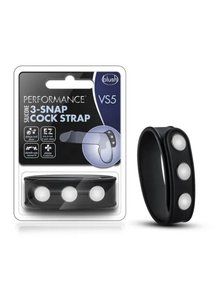 Performance - vs5 - silicone 3-snap cock strap - black | Blush | Anillos