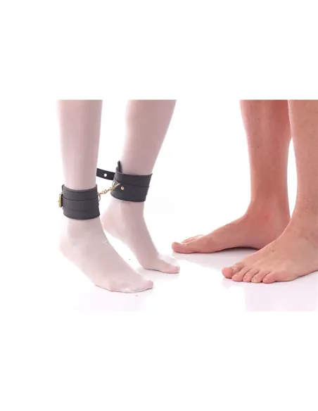 Esposas luxury tobillo con cadena negro y herrajes dorados | Infarta fetish | Esposas