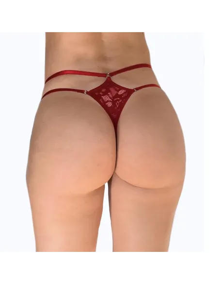 Less de puntilla con doble tira rojo | Malena | Tangas cola less