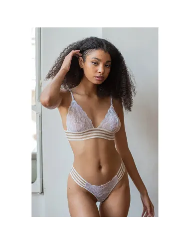 Conjunto de puntilla con líneas rojo | Malena | Conjuntos