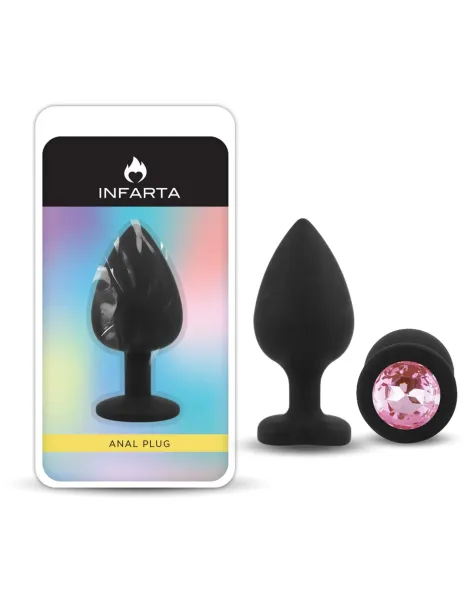 Anal plug gemmo silicone medium black plug - pink diamond | Infarta toys | Plugs