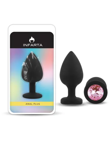 Anal plug gemmo silicone medium black plug - pink diamond | Infarta toys | Plugs