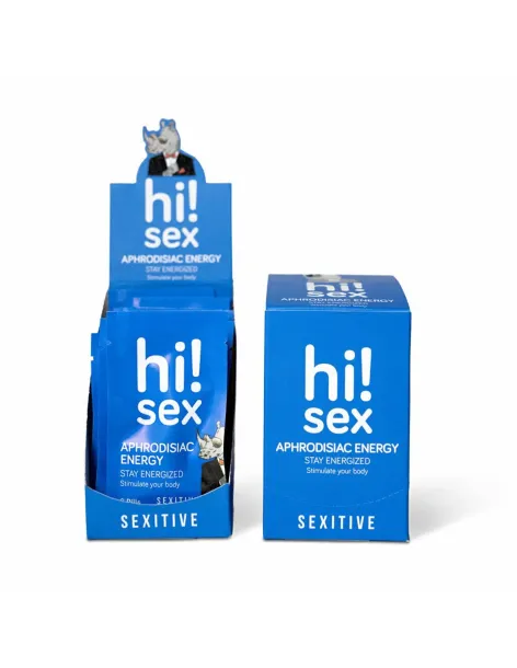 Hi! sex - aphrodisiac energy - 10 blíster x 2 cápsulas + caja exhibidora | Sexitive | Capsulas potenciadoras