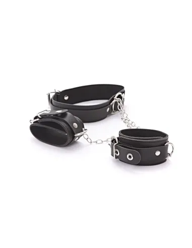 Collar 3 aros con cadena corta y esposas | Infarta fetish | Collares