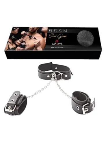 Collar 3 aros con cadena corta y esposas | Infarta fetish | Collares
