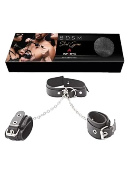 Collar 3 aros con cadena corta y esposas | Infarta fetish | Collares