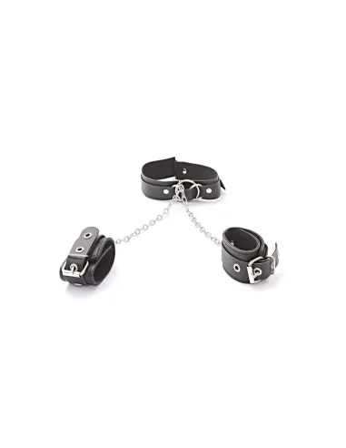 Collar 3 aros con cadena corta y esposas | Infarta fetish | Collares