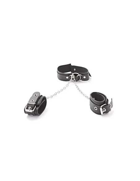 Collar 3 aros con cadena corta y esposas | Infarta fetish | Collares