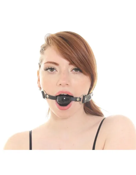 Mordaza bola negra eco cuero y tachas negras | Infarta fetish | Mordazas