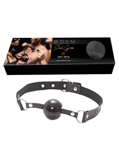 Mordaza bola negra eco cuero y tachas negras | Infarta fetish | Mordazas