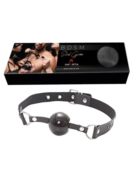 Mordaza bola negra eco cuero y tachas negras | Infarta fetish | Mordazas