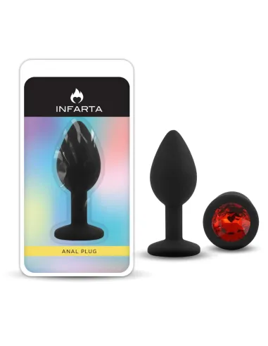 Anal plug gemmo silicone small black plug - red diamond | Infarta toys | Plugs