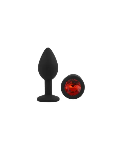 Anal plug gemmo silicone small black plug - red diamond | Infarta toys | Plugs