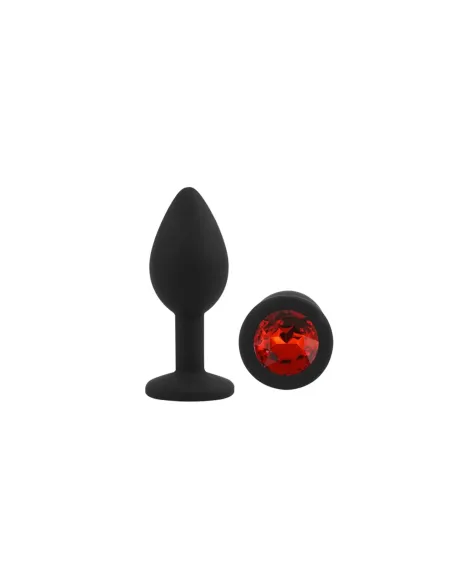 Anal plug gemmo silicone small black plug - red diamond | Infarta toys | Plugs