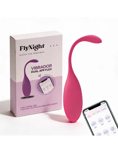 Vibrador dual app flex rosa / c9004 | Fly night | Vibradores