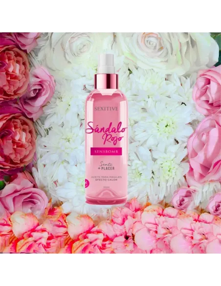 Aceite para masajes efecto calor - sandalo rojo - 130 ml | Sexitive | Corporales
