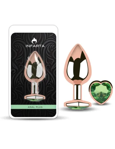 Anal plug heart love rose metal small dark green | Infarta toys | Plugs