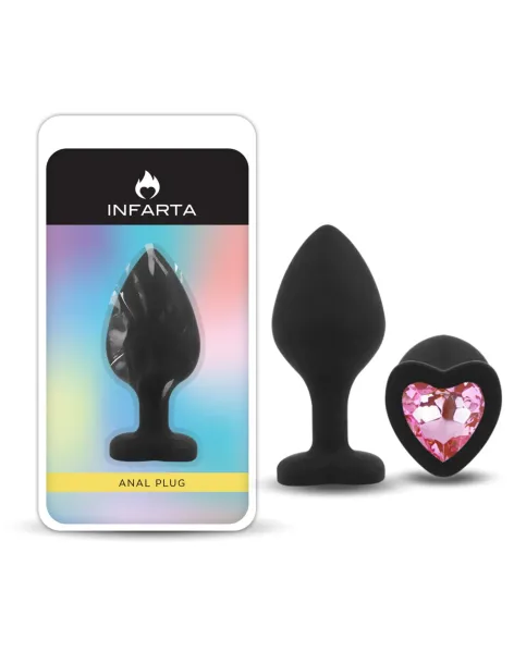 Anal plug heart love silicone medium black plug - pink diamond | Infarta toys | Plugs