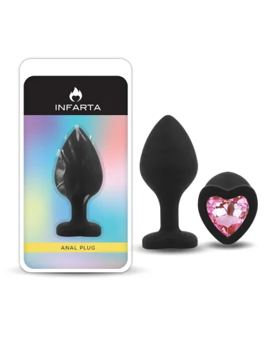 Anal plug heart love silicone medium black plug - pink diamond | Infarta toys | Plugs