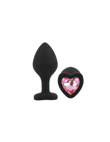 Anal plug heart love silicone medium black plug - pink diamond | Infarta toys | Plugs