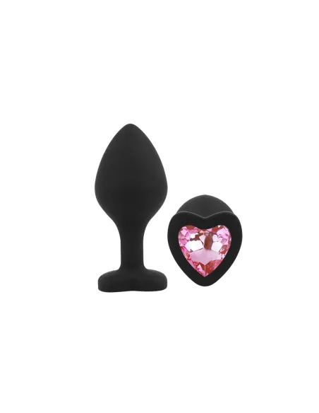 Anal plug heart love silicone medium black plug - pink diamond | Infarta toys | Plugs