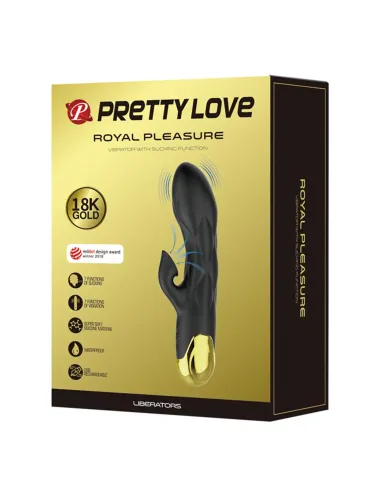 Vibrador gold royal pleasure succionador de clitoris 7 funciones silicona usb recargable 19cm x 3,6cm | Pretty love | Rabbits