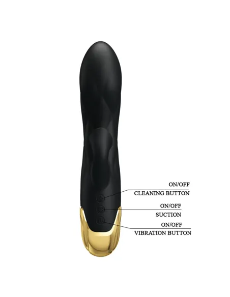 Vibrador gold royal pleasure succionador de clitoris 7 funciones silicona usb recargable 19cm x 3,6cm | Pretty love | Rabbits