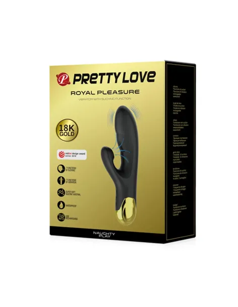 Vibrador gold royal pleasure succionador de clitoris 7 funciones silicona usb recargable 19cm x 3,3cm | Pretty love | Rabbits