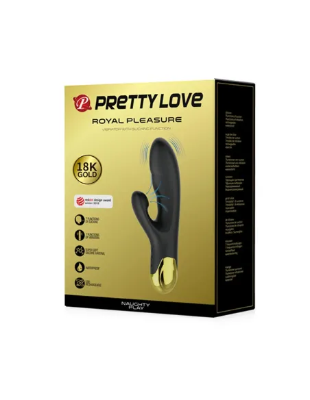 Vibrador gold royal pleasure succionador de clitoris 7 funciones silicona usb recargable 19cm x 3,3cm | Pretty love | Rabbits