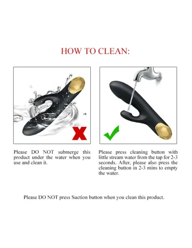 Vibrador gold royal pleasure succionador de clitoris 7 funciones silicona usb recargable 19cm x 3,3cm | Pretty love | Rabbits