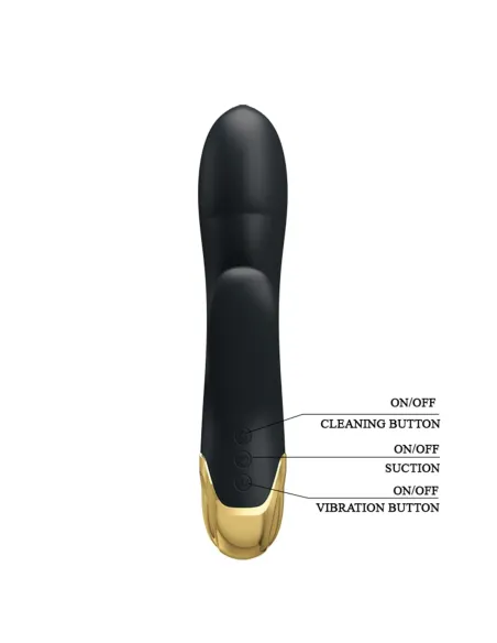 Vibrador gold royal pleasure succionador de clitoris 7 funciones silicona usb recargable 19cm x 3,3cm | Pretty love | Rabbits